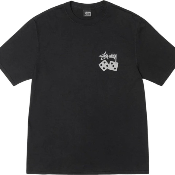 STUSSY Dice Pigment Dyed Tee Mens T Shirt Black & Gray Size S - Picture 3 of 10